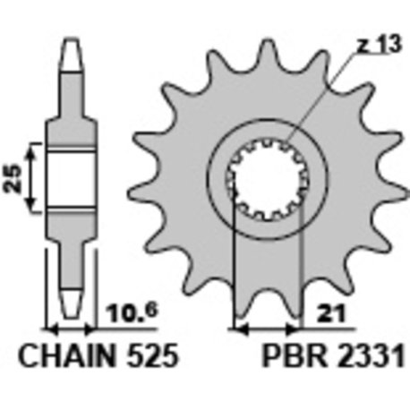 Piñón PBR acero estándar 2331 - 525 15 dientes