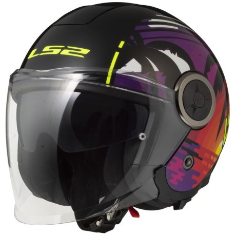 CASCO LS2 JET OF620 CLASSY PALM NEGRO-ROSA-TURQUESA