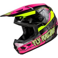 Casco infantil FLY RACING Kinetic Scorched - Rosa neón / Hi-Vis / Negro talla YL 51-52CM